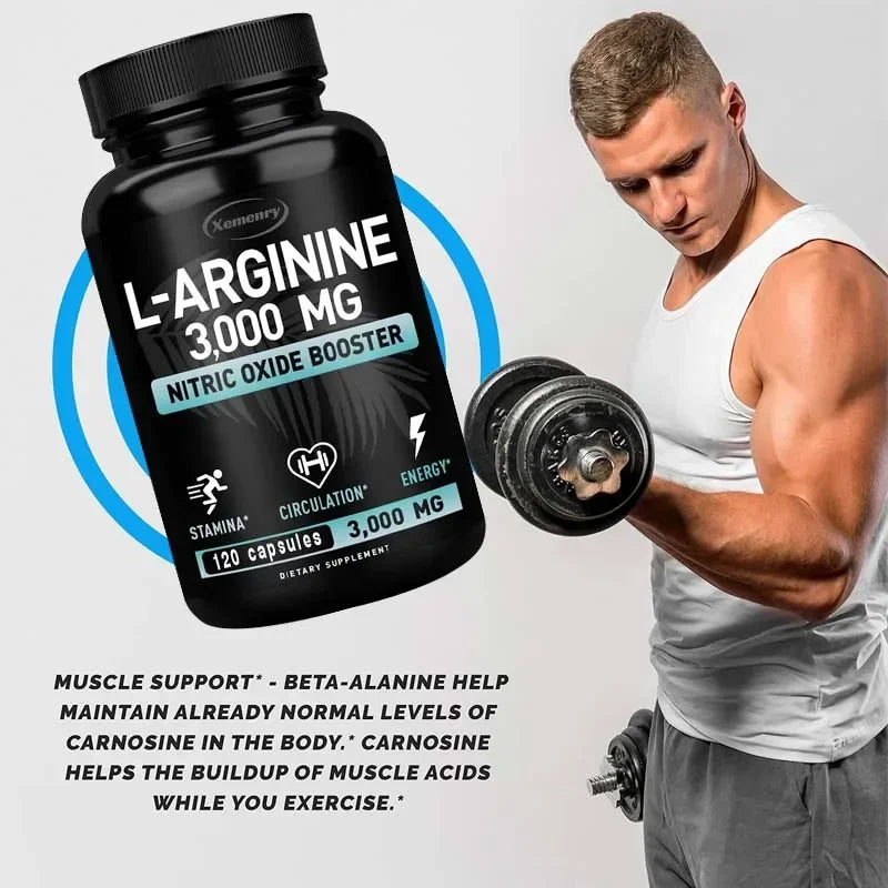 L-Arginine Supplement Boost Endurance -Increase for Energy, Strength,Vascular and Endurance Support During Exercise | Muscle Mas