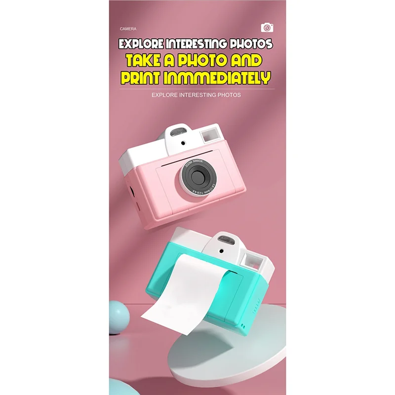 INLIG-Children Camera Instant Print Kids Digital Thermal Print Camera Instant Photo Printing Camera Toys Gifts Boy And Girl