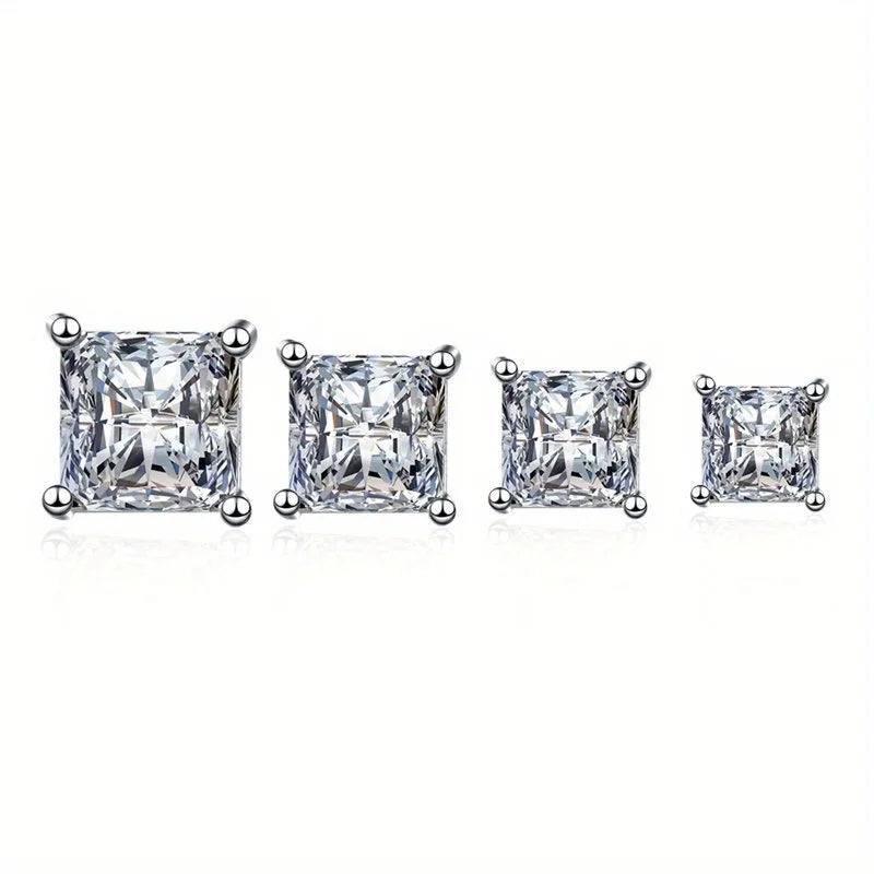 Dazzling square zirconia magnetic earrings ,Ear Clip Earrings For Men Without Ear Holes- sparkling earring jewelry - elegant