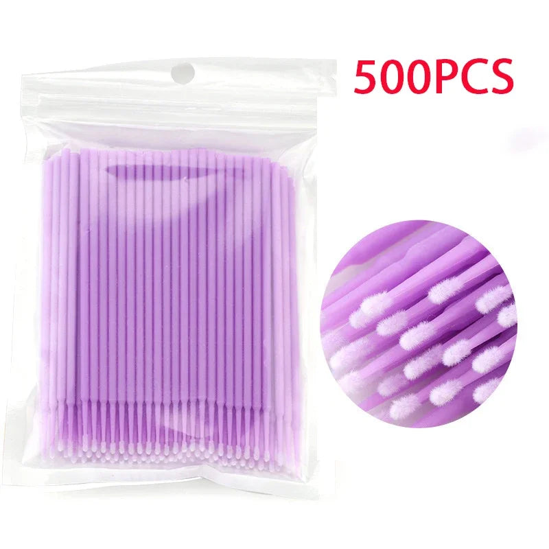 Brushes Crystal 500/1000PCS Disposable Eyelash Swab Microbrushes Eyelash Extension Tool Grafting Lash Removing Applicators