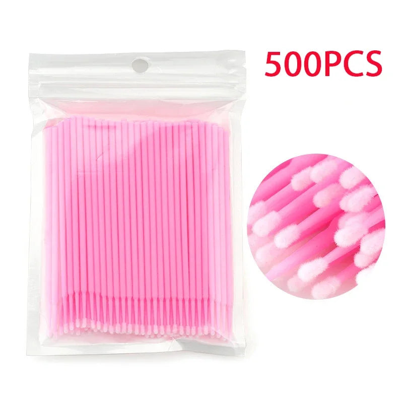 Brushes Crystal 500/1000PCS Disposable Eyelash Swab Microbrushes Eyelash Extension Tool Grafting Lash Removing Applicators