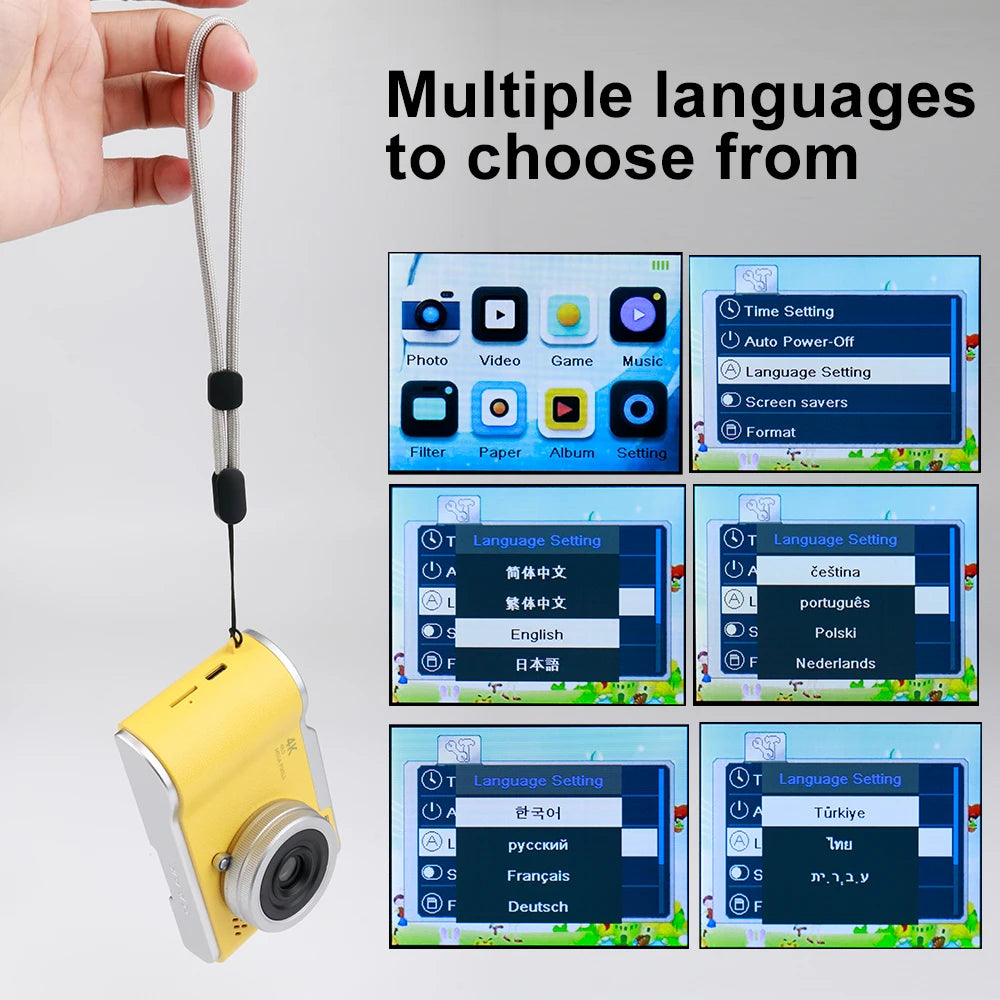 4K CCD 8X Digital Zoom Digital Camera for Student 48MP Compact Digital Photography Camera 180 Flip Screen Selfile Camera