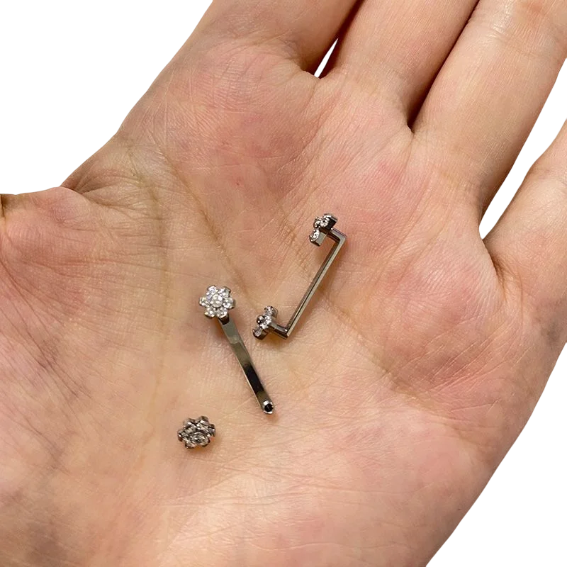 G23 Titanium Dermal Surface Barbell PIERC Micro Dermal Anchor Piercing Zircon Paved Top Labret Internal Thread Body Jewelry