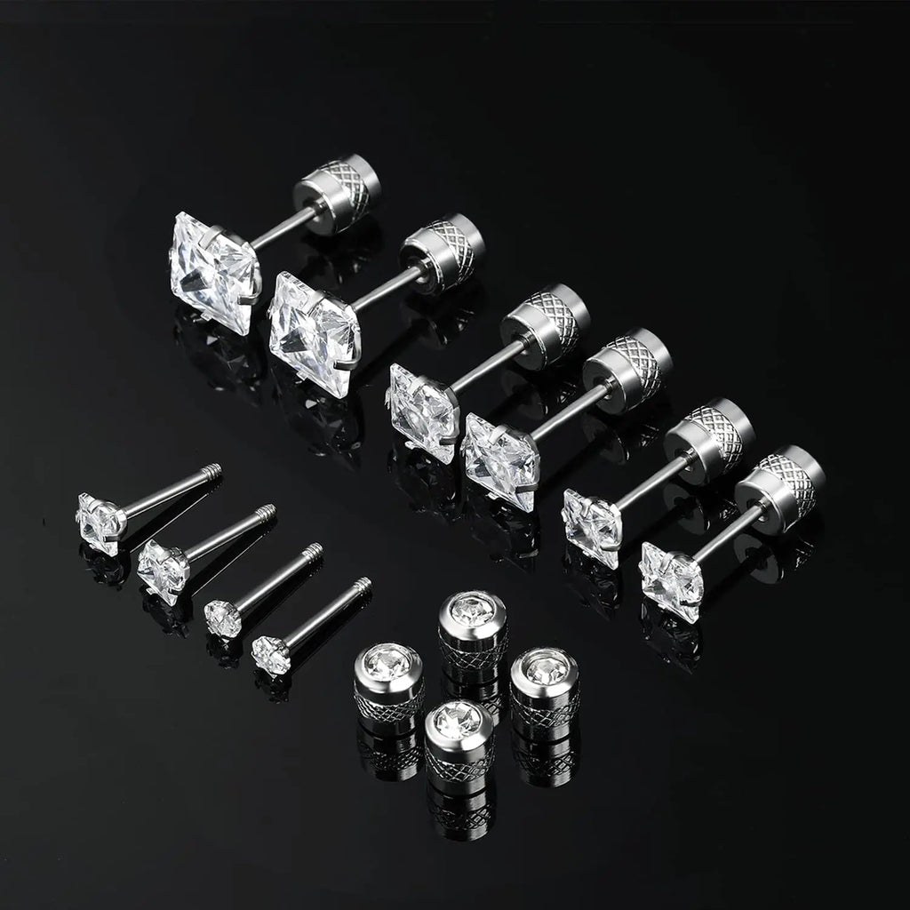 1 piece Medical Stainless Steel Crystal Zircon Ear Studs Earrings Tragus Cartilage Hypoallergenic Screws Piercing Jewelry