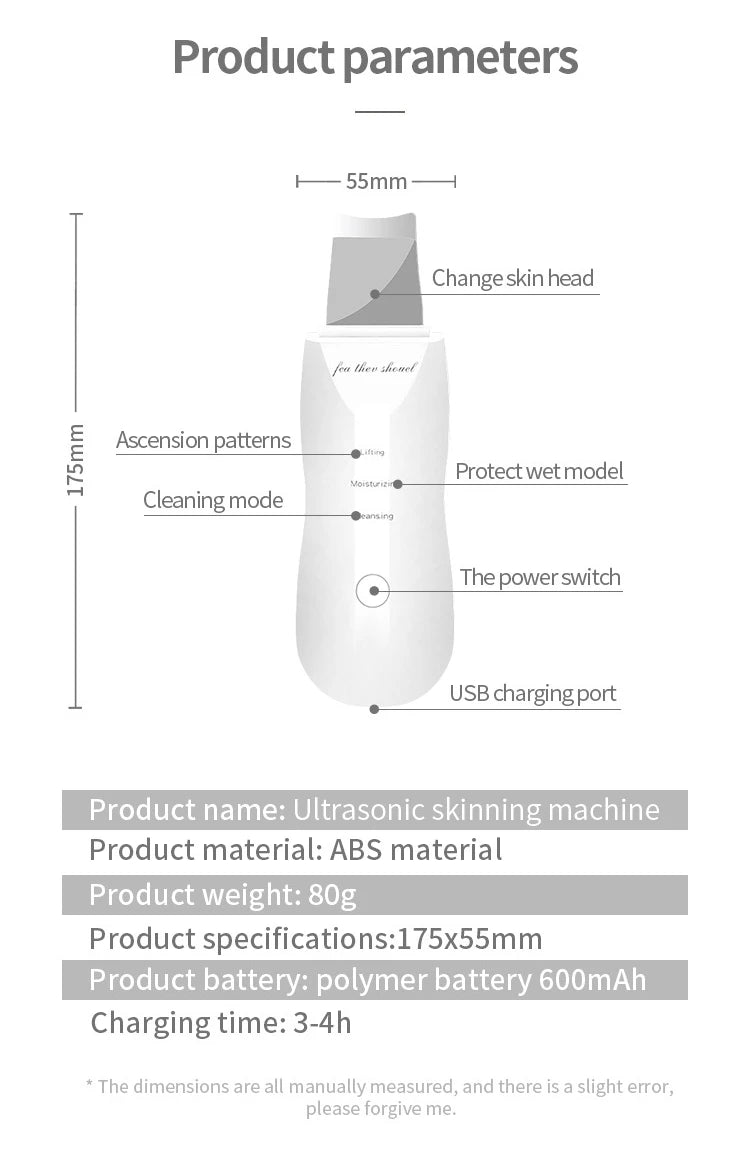 Deep Vibrate Skin Scrubber Facial Cleaner Shovel Spatula Not Ultrasonic Face ScrubberPeeling Blackhead Remover Facial Ma ssager