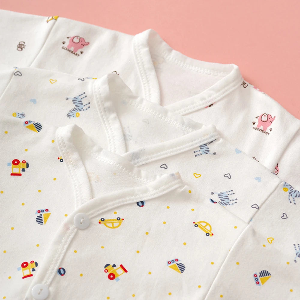 0-3 Month Baby Clothes Newborn Cartoon Home Underwear Cotton Button Baby Clothes Girls Boys Long Sleeve Top + Long Pants