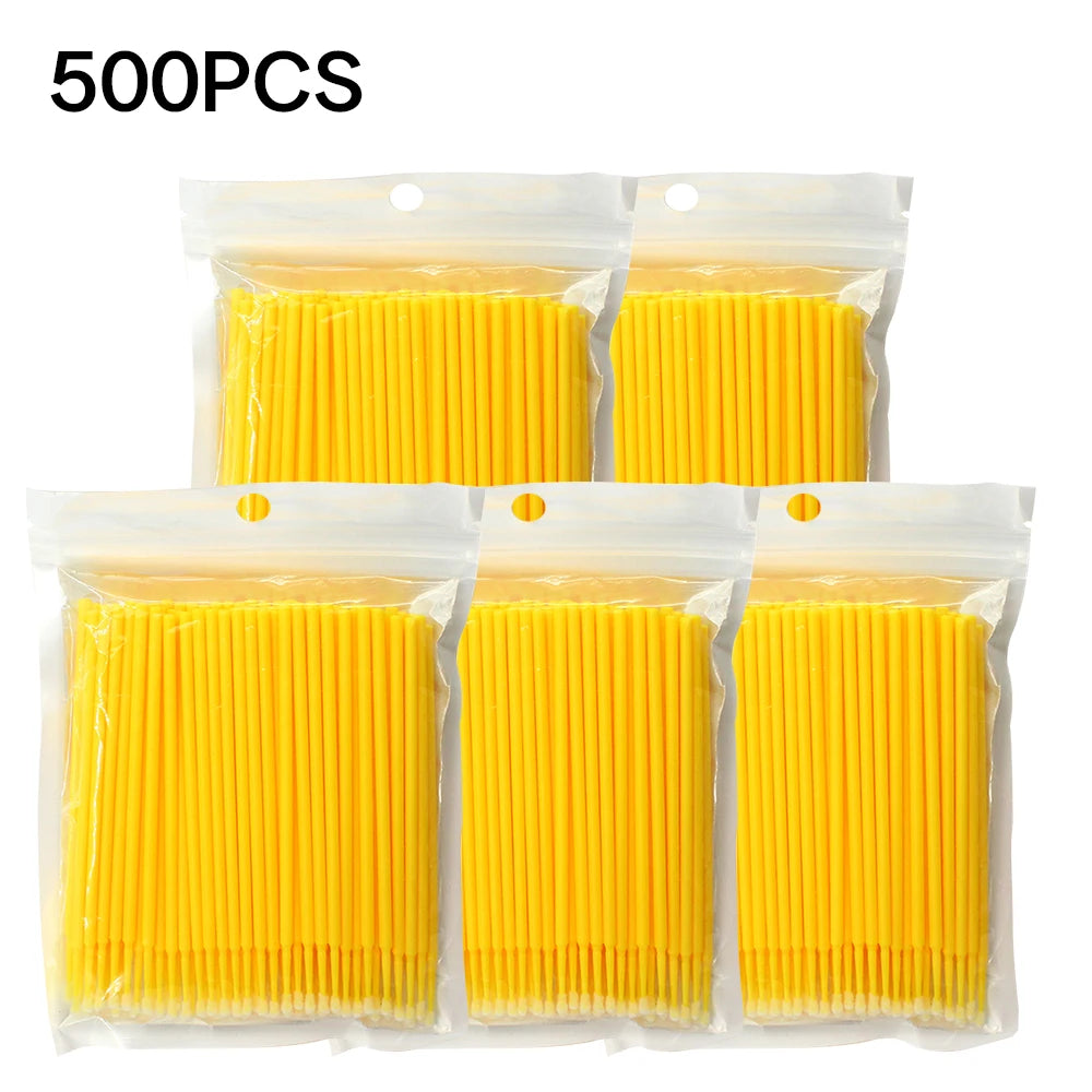 500/1000Pcs Eyelash Cleaning Brush Lash Extension Micro Cotton Swab Individual Eyelashes Microbrush Makeup Clean Remover Tools