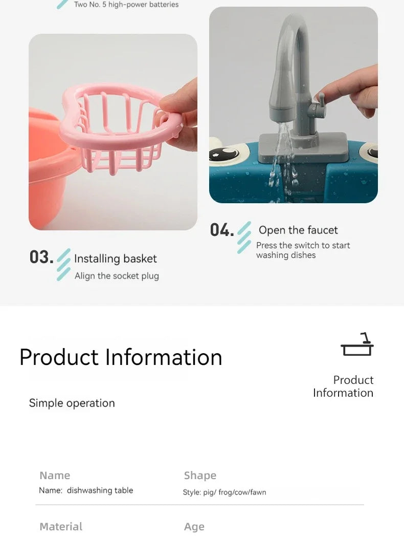 Children Play House Simulated Kitchen Dishwasher Sink Hand Basin Electric Circulating Water Kitchen Set Boy Girl Birthday Gifts