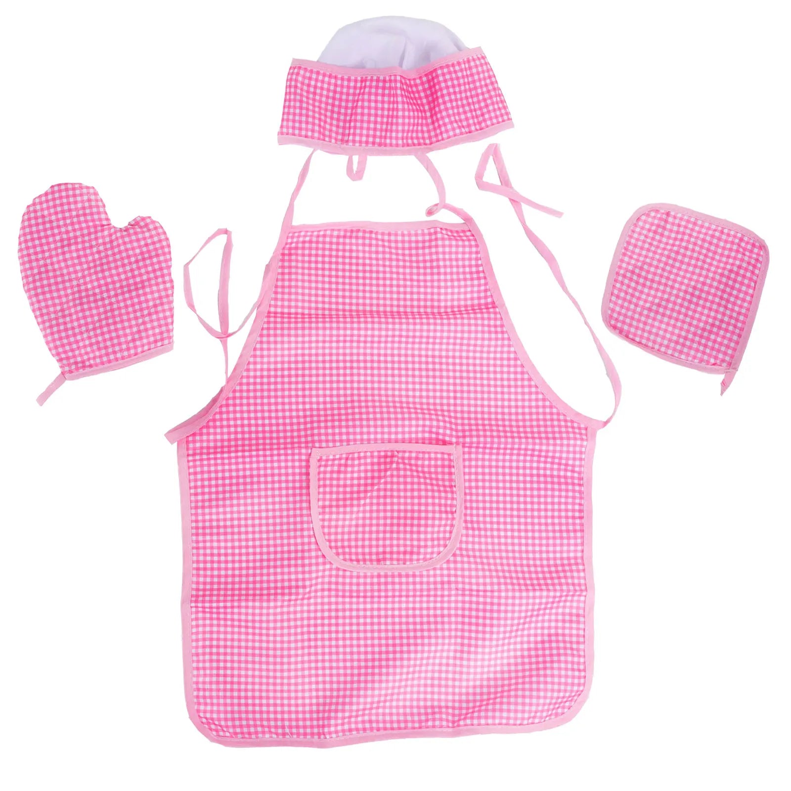 Children Playing House Role-Playing Kitchen Boys And Girls Dressing Up Clothes Chef Set Baking Cooking Tools Plaid Apron Toys