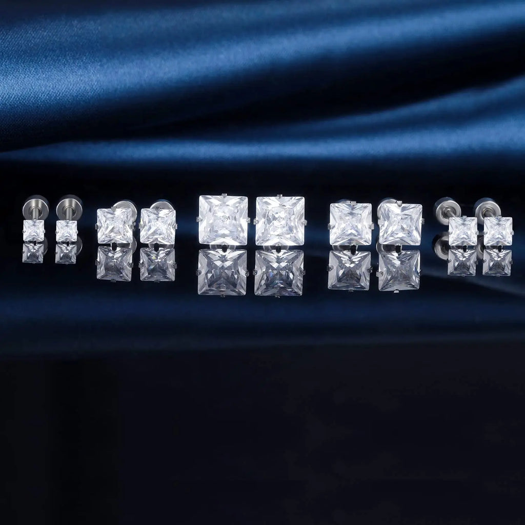 1 piece Medical Stainless Steel Crystal Zircon Ear Studs Earrings Tragus Cartilage Hypoallergenic Screws Piercing Jewelry