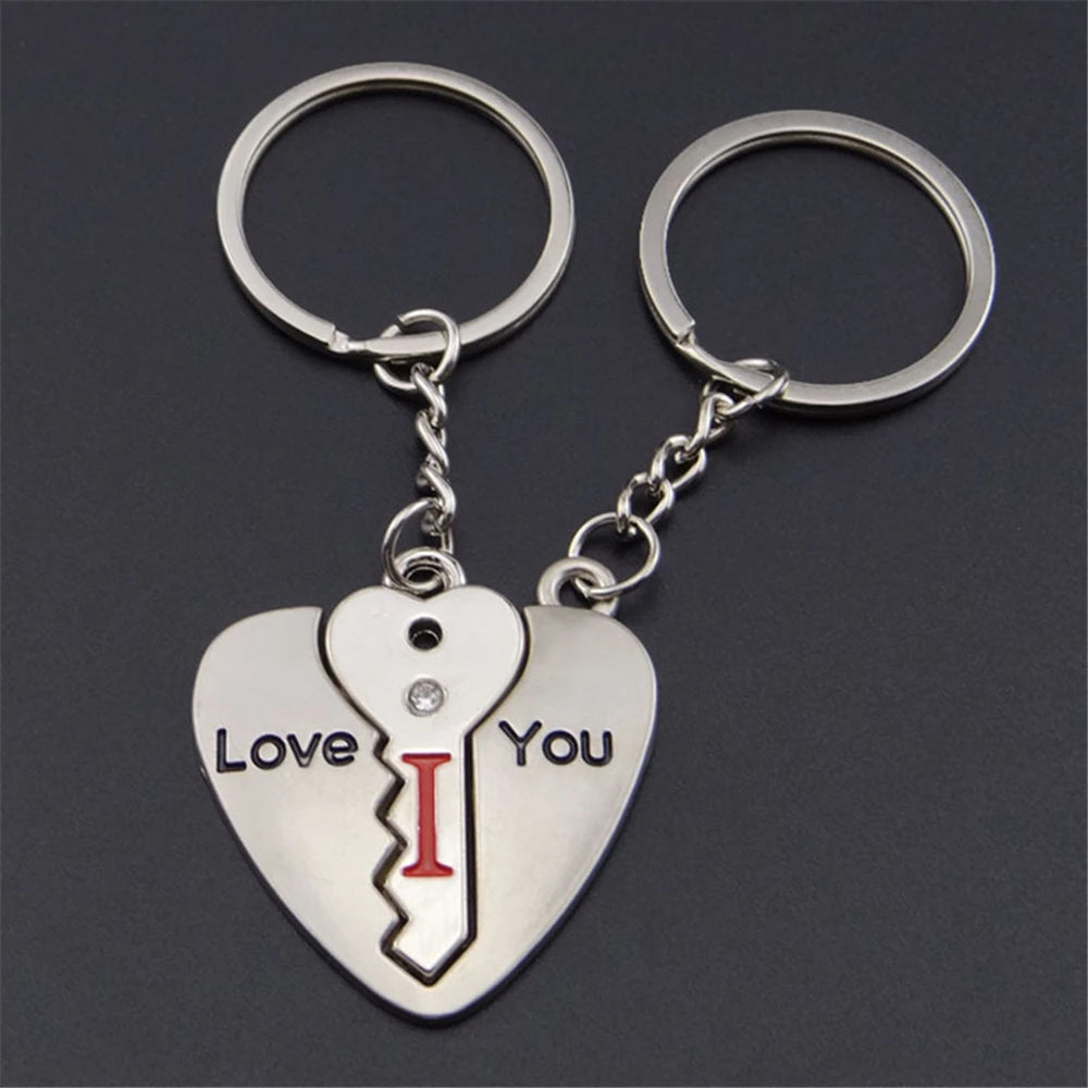 2pcs Couple I Love You Forever Key Locks Keyring Women Metal Heart Keychains Set For Boyfriend Girlfriend Valentine'S Day Gifts