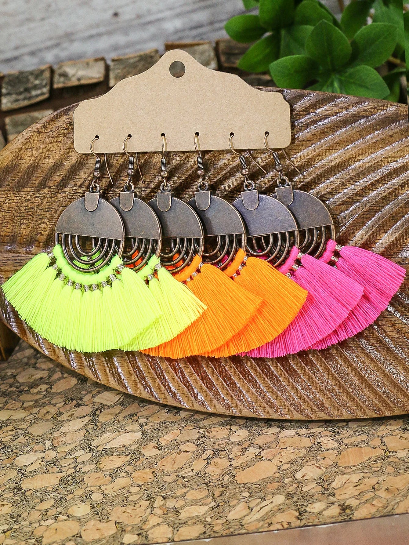 Bohemian Holiday Earring Set Metal Disc Multi color Tassel Earrings Party Party Gifts Daily Wear