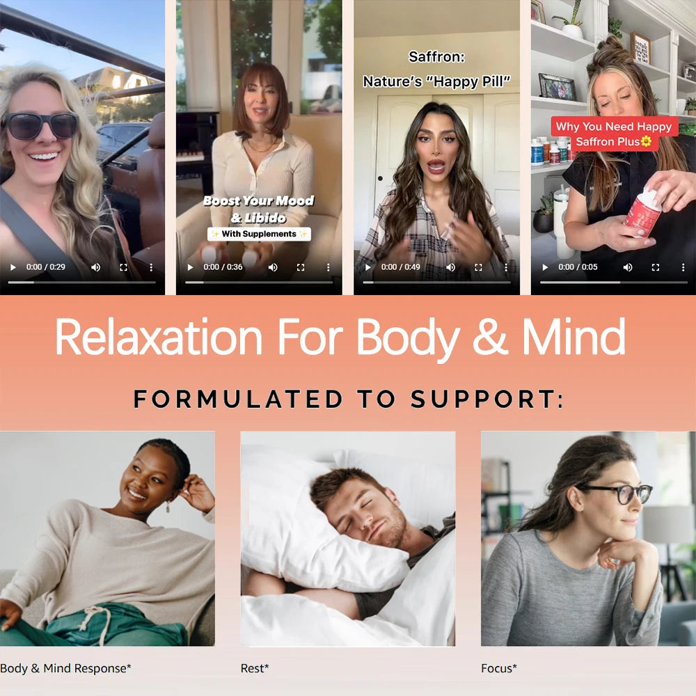 Happy Saffron Plus Supplements - Saffron Flower Extract Supplement for Eye Health Support - Mood Enhancer for Men & Women