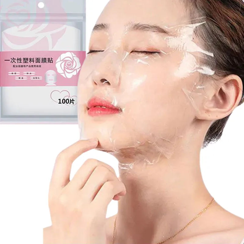100pc Disposable Plastic Film for Face Fresh Keeping Film Mask Beauty Salon Promote Product Absorptio Ultra Thin Skin Care Paper