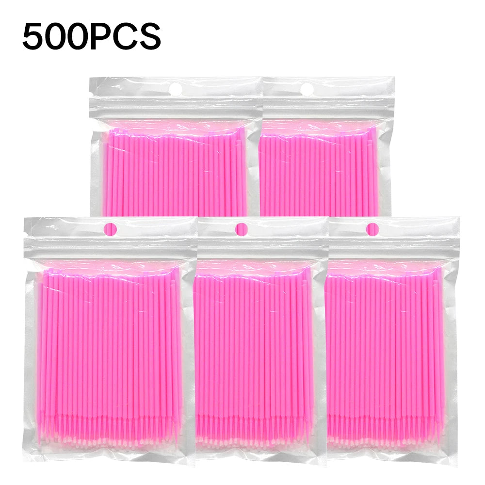 500/1000Pcs Eyelash Cleaning Brush Lash Extension Micro Cotton Swab Individual Eyelashes Microbrush Makeup Clean Remover Tools