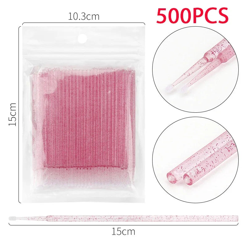 Brushes Crystal 500/1000PCS Disposable Eyelash Swab Microbrushes Eyelash Extension Tool Grafting Lash Removing Applicators