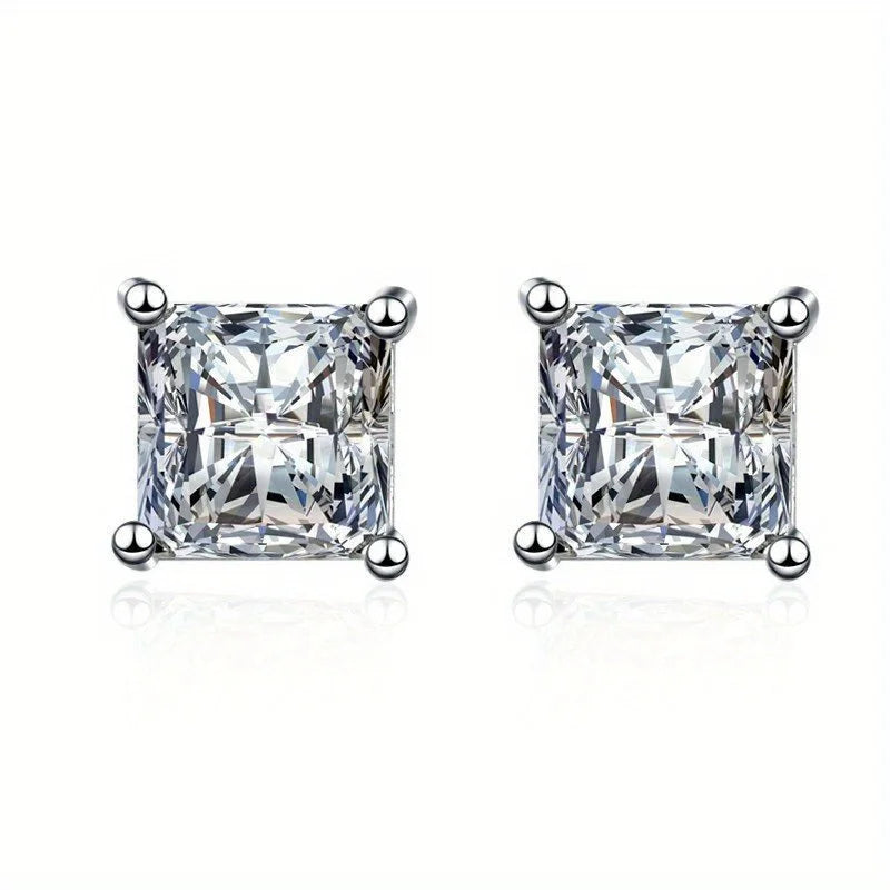 Dazzling square zirconia magnetic earrings ,Ear Clip Earrings For Men Without Ear Holes- sparkling earring jewelry - elegant