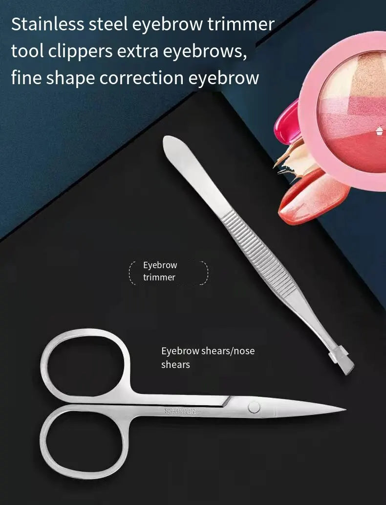 19PCS Professional Pedicure Nail Scissors Tool Nail Clipper Set Stainless Steel Manicure Cutter Trimmer Ear Spoon Nail Clipper