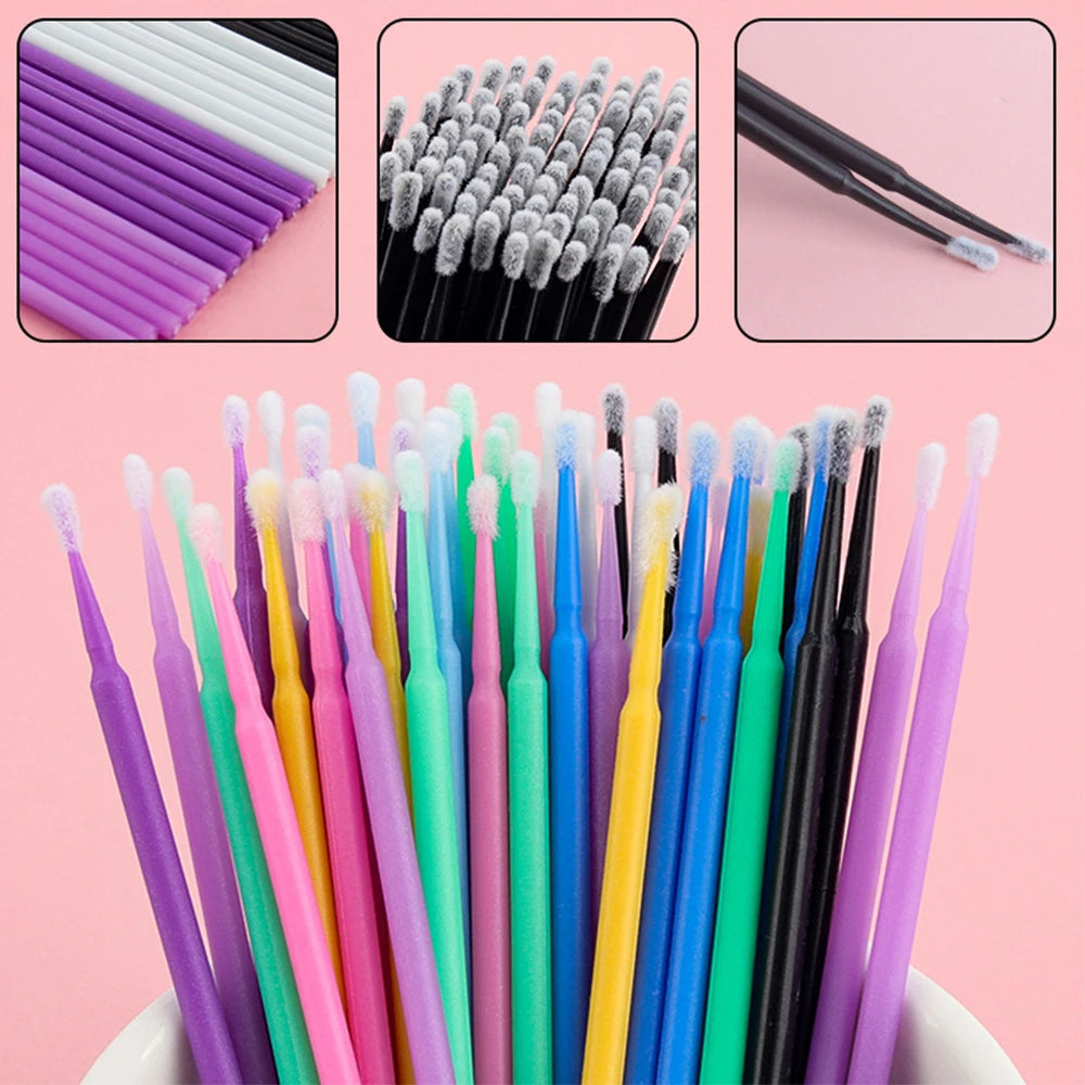 Brushes Crystal 500/1000PCS Disposable Eyelash Swab Microbrushes Eyelash Extension Tool Grafting Lash Removing Applicators