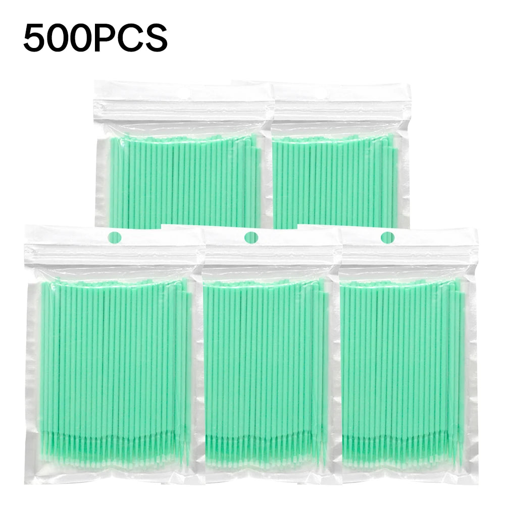 500/1000Pcs Eyelash Cleaning Brush Lash Extension Micro Cotton Swab Individual Eyelashes Microbrush Makeup Clean Remover Tools