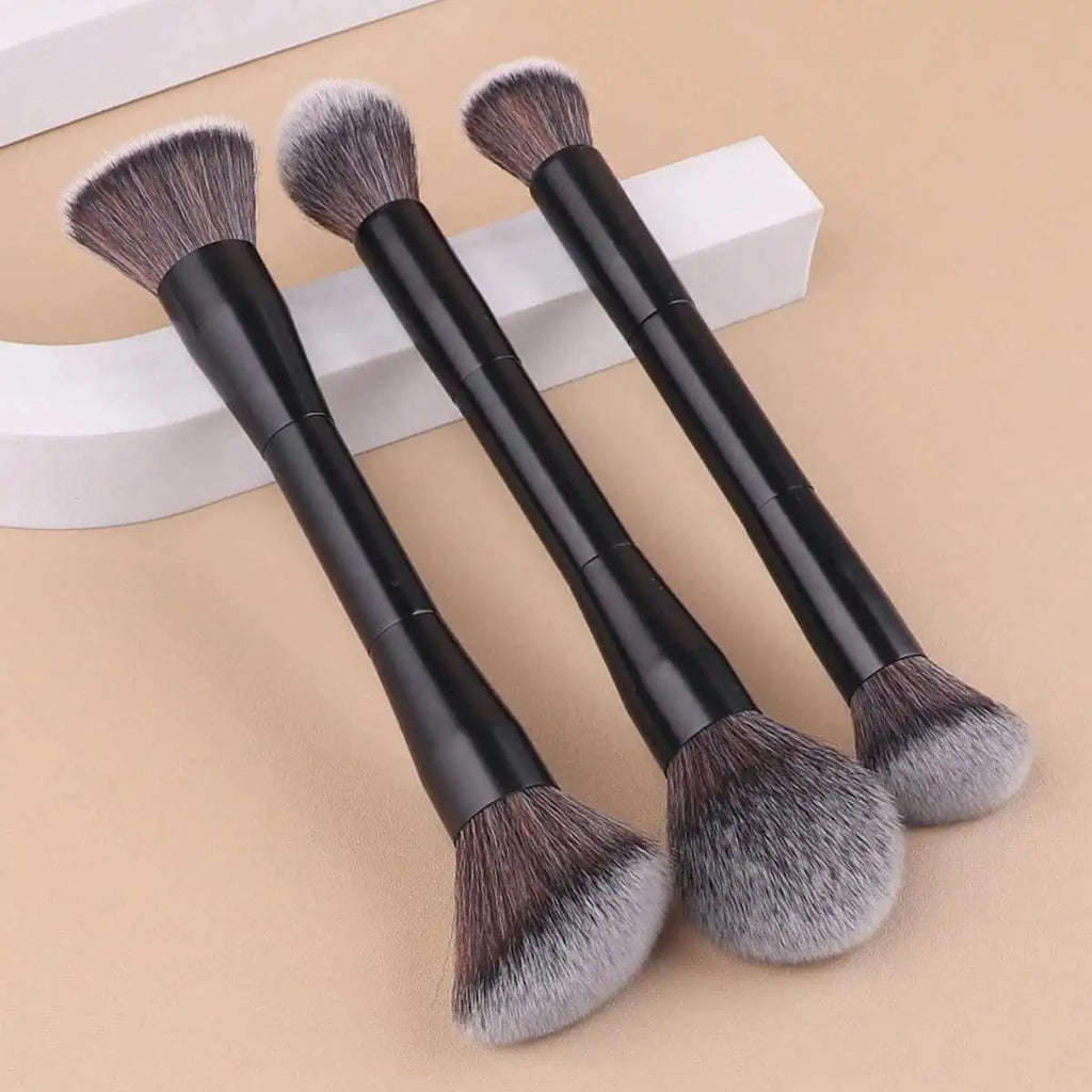 3pcs Professional Aluminum Tube Makeup Brush Set, Soft Foundation Brush, Blush Brush, Powder Brush, Concealer Brush