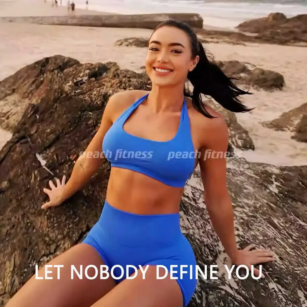 2Pcs Gym Set Women Backless Tank Tops High Waist Scrunch Seamless  Shorts Gym Suit Fitness Clothes Activewear