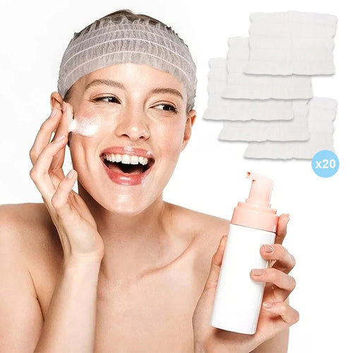 100PCS Disposable Soft Non-Woven Facial Hair Band Spa Headbands Elastic Skin Care Yoga Makeup Sauna Washing Face Supplies