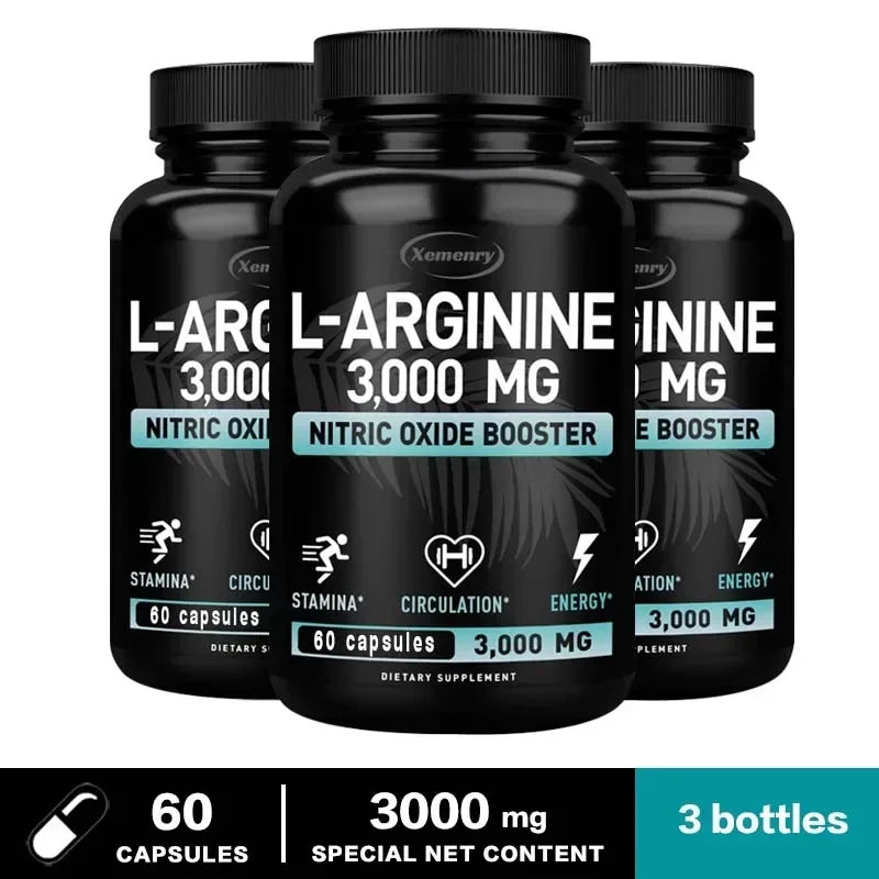 L-Arginine Supplement Boost Endurance -Increase for Energy, Strength,Vascular and Endurance Support During Exercise | Muscle Mas