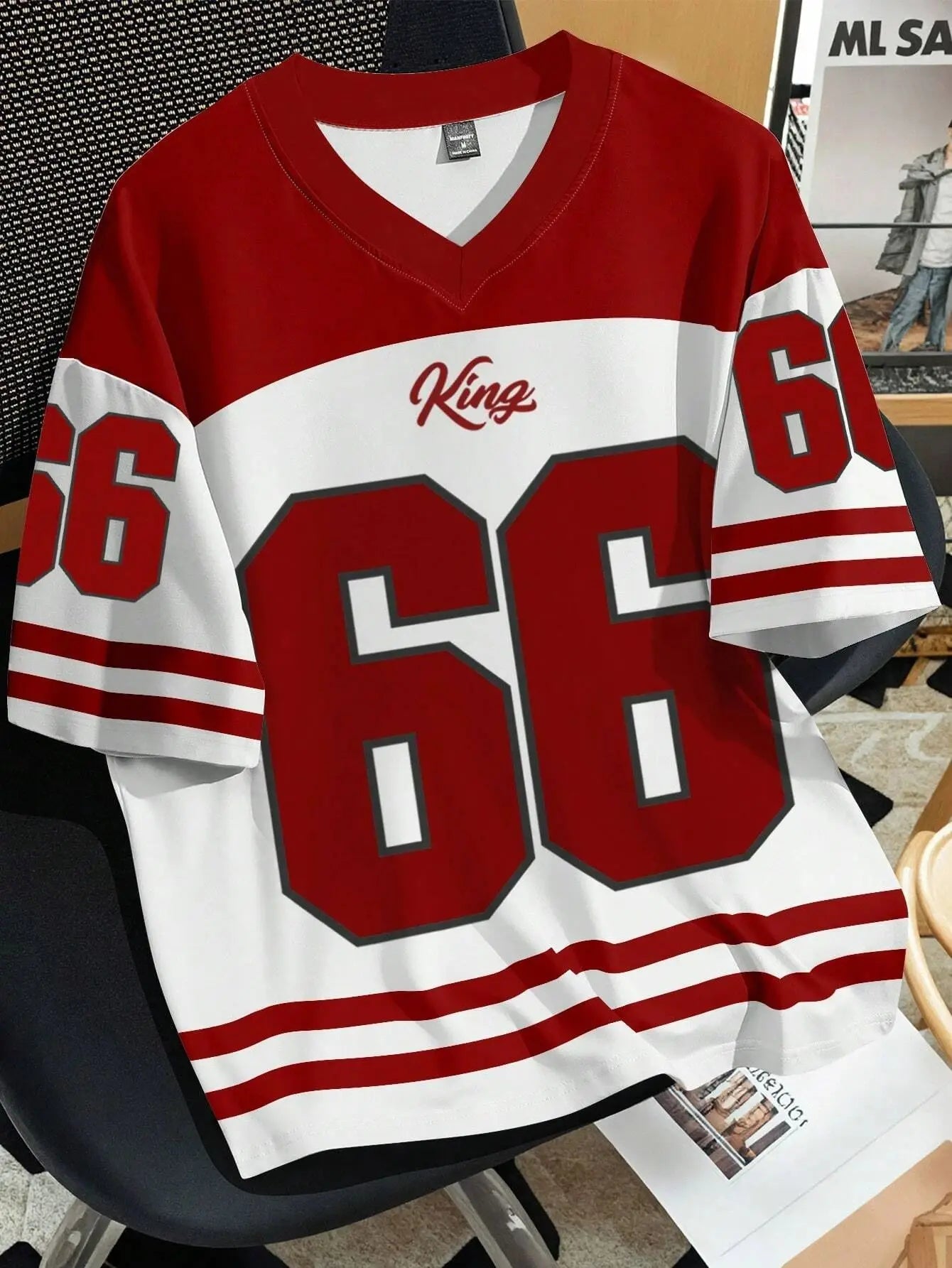 2025 Summer new men's 66 Letter King Printed T-shirt Men's short sleeve sportswear Football T-shirt Vintage T-shirt men's clothi