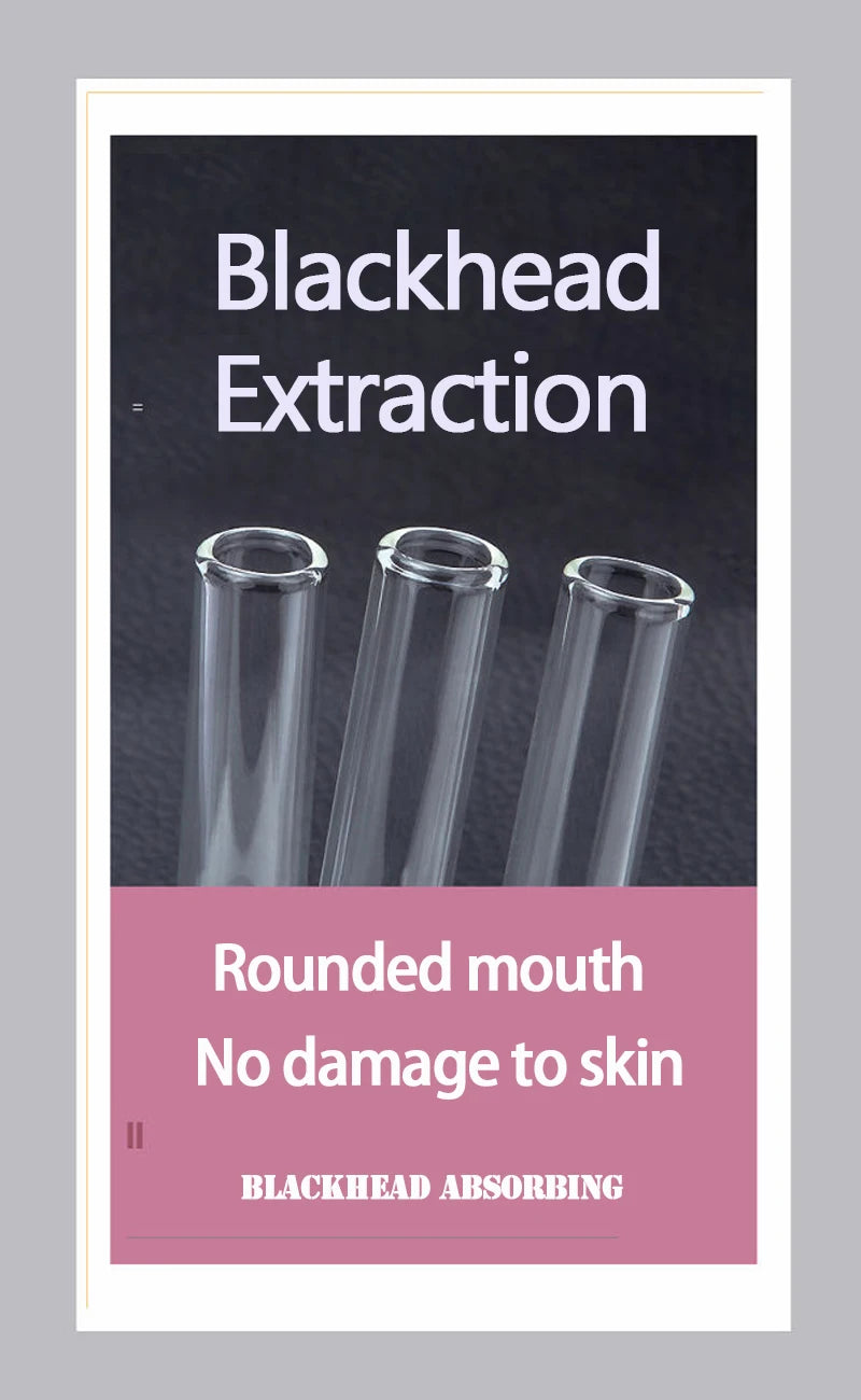 3Pcs/Set Vacuum Suction Face Pore Cleanser Glass Pipes Blackhead Removal Beauty Machine Facial Skin Care Accessorie