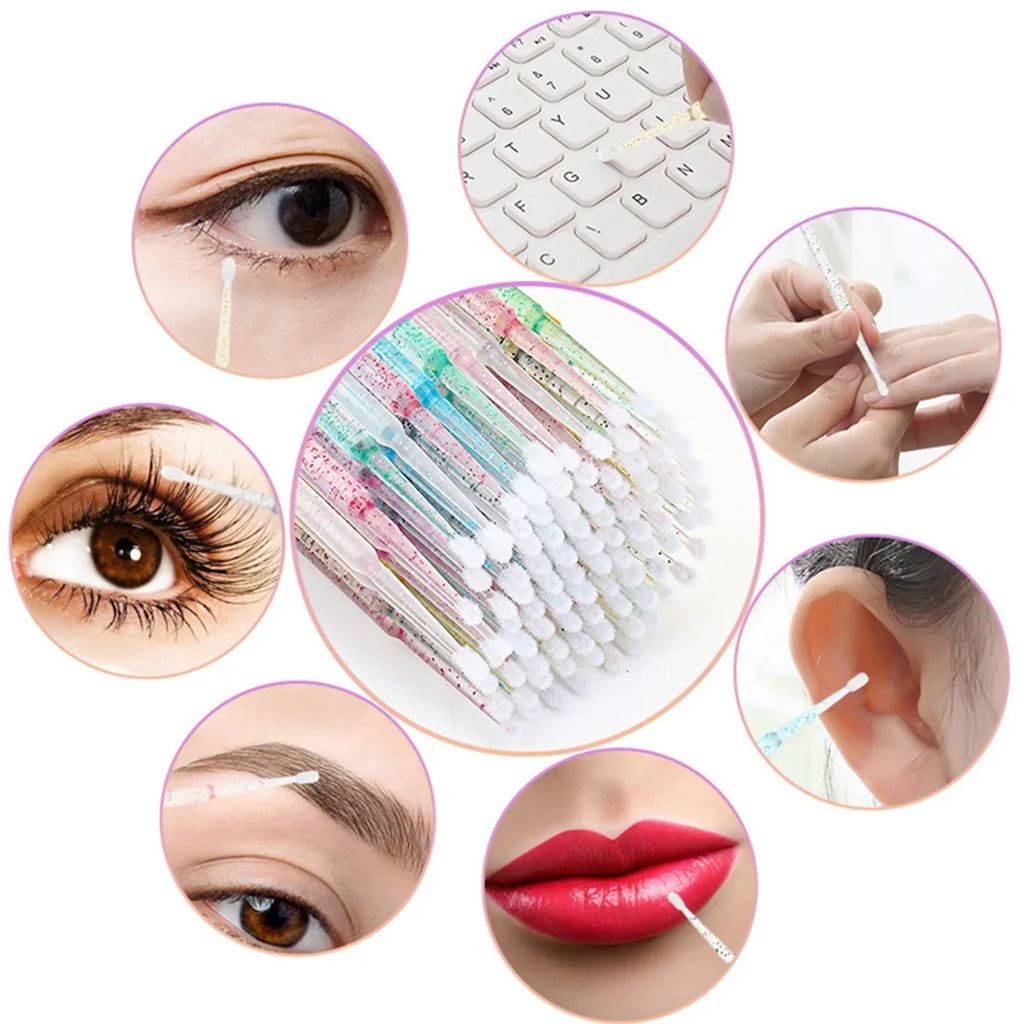 Brushes Crystal 500/1000PCS Disposable Eyelash Swab Microbrushes Eyelash Extension Tool Grafting Lash Removing Applicators