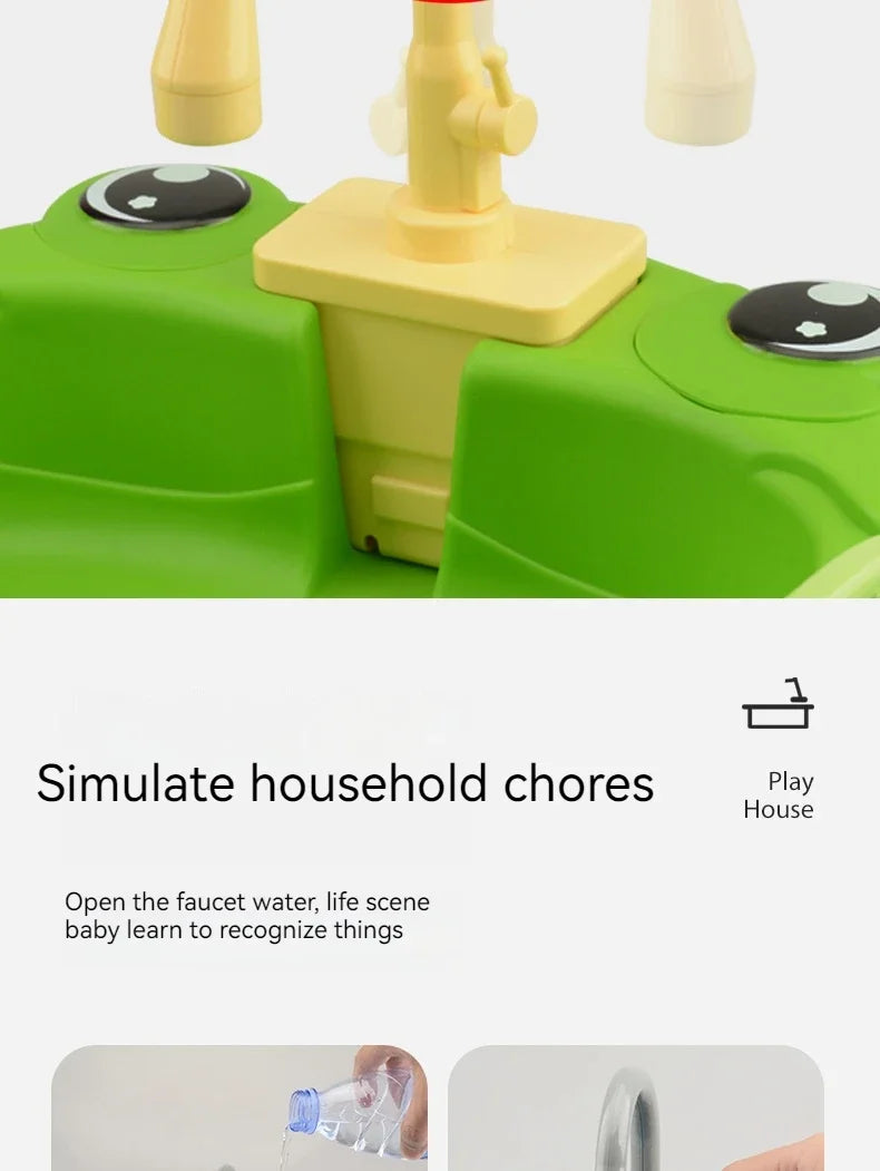 Children Play House Simulated Kitchen Dishwasher Sink Hand Basin Electric Circulating Water Kitchen Set Boy Girl Birthday Gifts