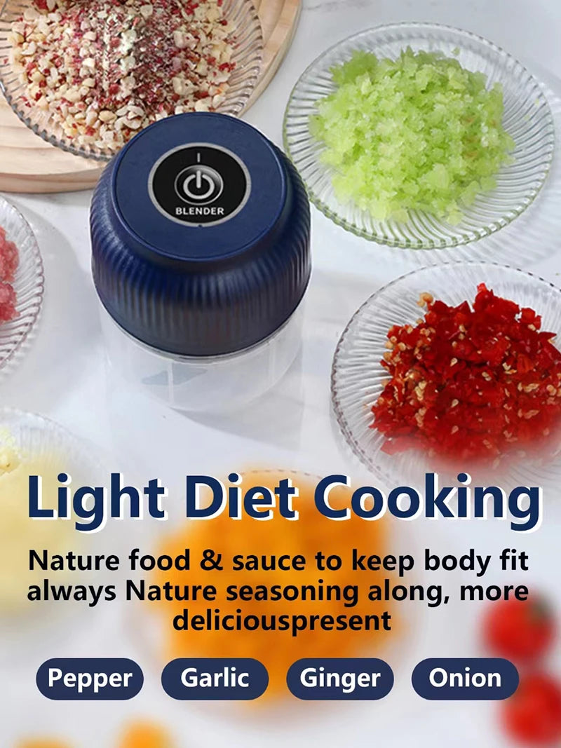 250ml Mini Wireless USB Rechargeable Electric Vegetable Chopper Garlic Crusher Food Chopper for Kitchen Gadgets for Garlic