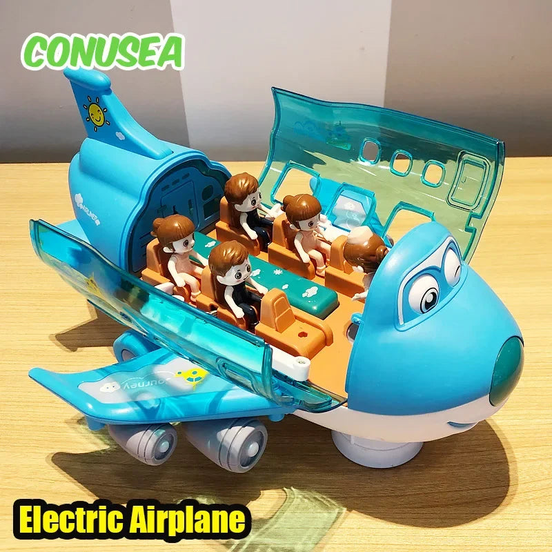 Children‘s’Electric Airplane  Aircraft Toys Car Simulation plane Model with Music LED Boys Traffic Toy Christmas Gifts for Girls