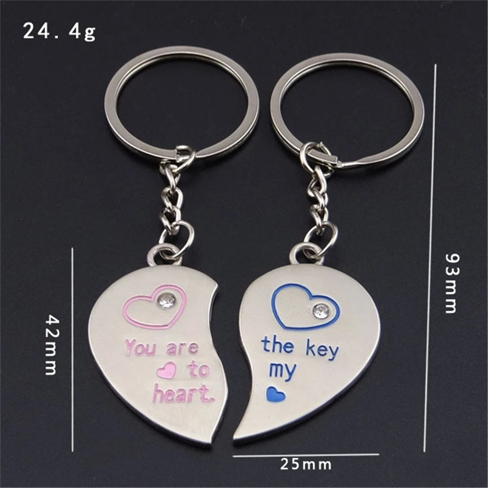 2pcs Couple I Love You Forever Key Locks Keyring Women Metal Heart Keychains Set For Boyfriend Girlfriend Valentine'S Day Gifts