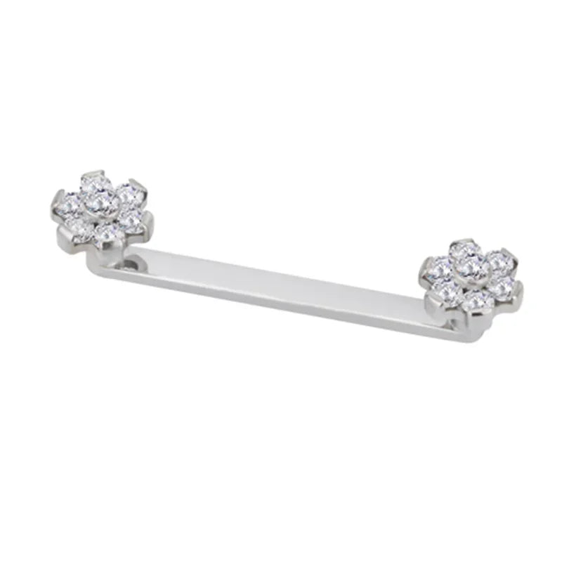 G23 Titanium Dermal Surface Barbell PIERC Micro Dermal Anchor Piercing Zircon Paved Top Labret Internal Thread Body Jewelry