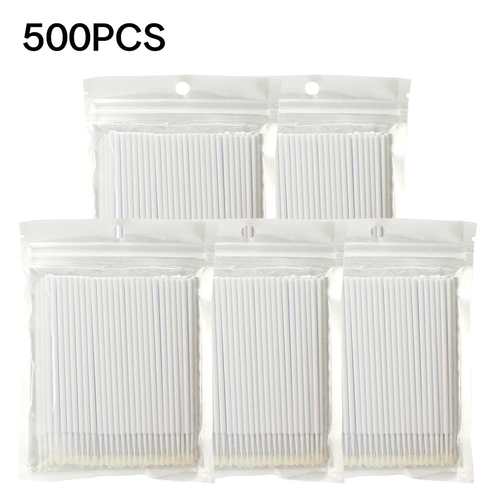 500/1000Pcs Eyelash Cleaning Brush Lash Extension Micro Cotton Swab Individual Eyelashes Microbrush Makeup Clean Remover Tools
