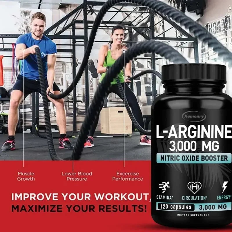L-Arginine Supplement Boost Endurance -Increase for Energy, Strength,Vascular and Endurance Support During Exercise | Muscle Mas