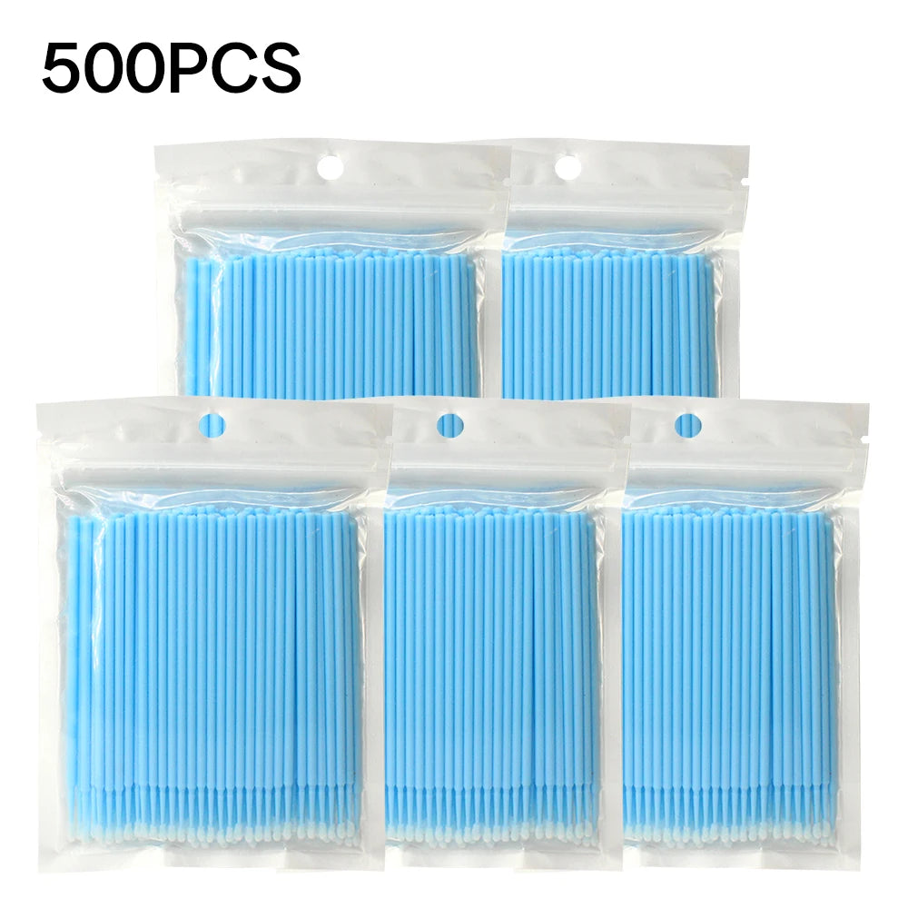 500/1000Pcs Eyelash Cleaning Brush Lash Extension Micro Cotton Swab Individual Eyelashes Microbrush Makeup Clean Remover Tools