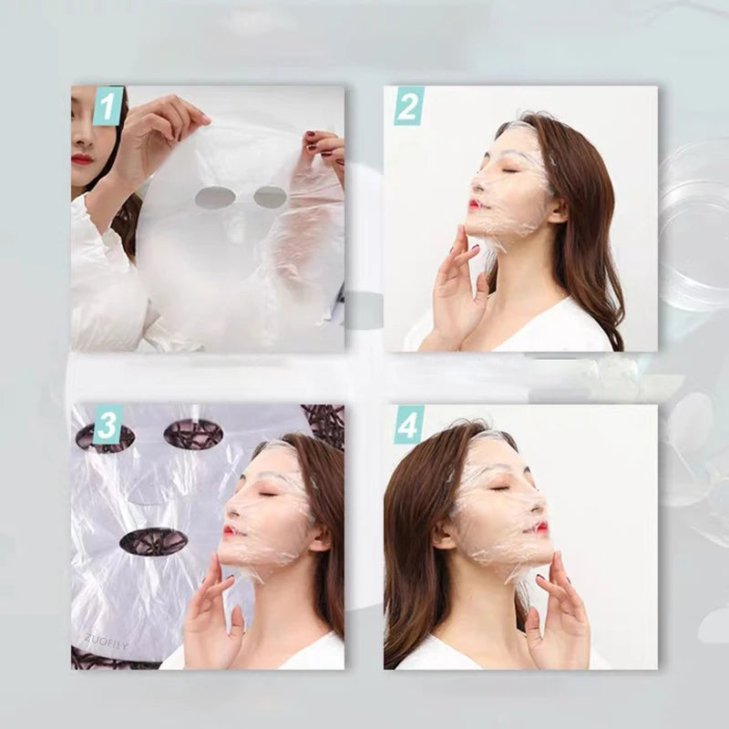 100pc Disposable Plastic Film for Face Fresh Keeping Film Mask Beauty Salon Promote Product Absorptio Ultra Thin Skin Care Paper