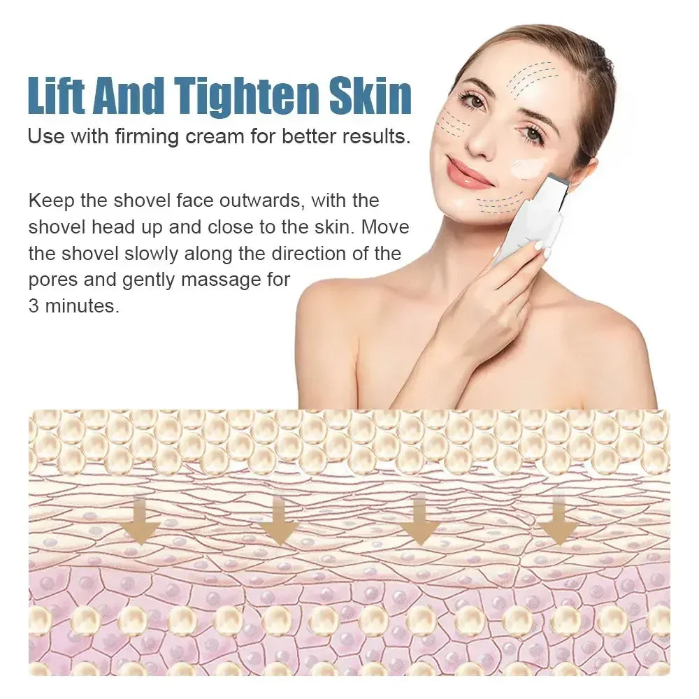 Deep Vibrate Skin Scrubber Facial Cleaner Shovel Spatula Not Ultrasonic Face ScrubberPeeling Blackhead Remover Facial Ma ssager