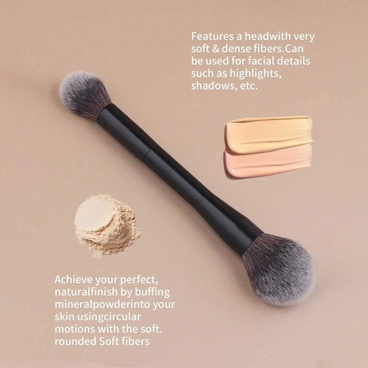 3pcs Professional Aluminum Tube Makeup Brush Set, Soft Foundation Brush, Blush Brush, Powder Brush, Concealer Brush