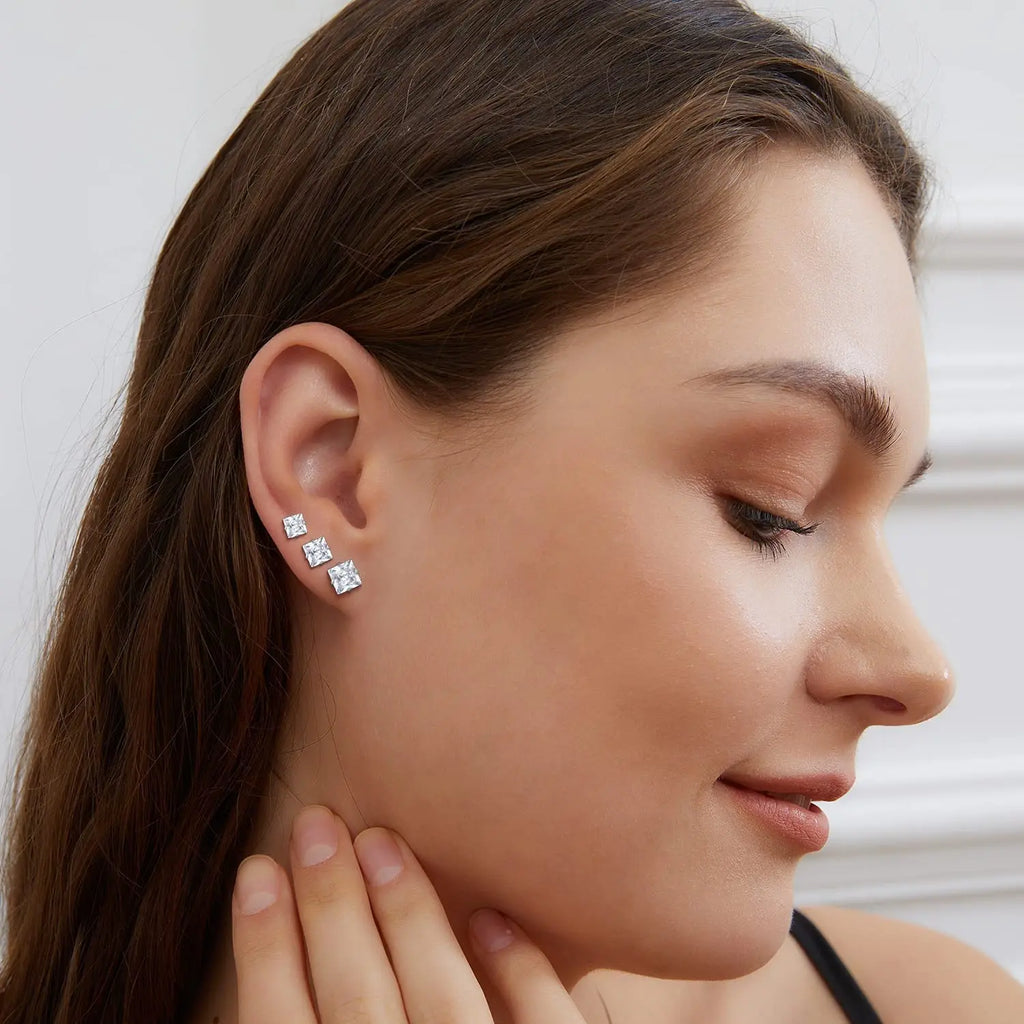 1 piece Medical Stainless Steel Crystal Zircon Ear Studs Earrings Tragus Cartilage Hypoallergenic Screws Piercing Jewelry