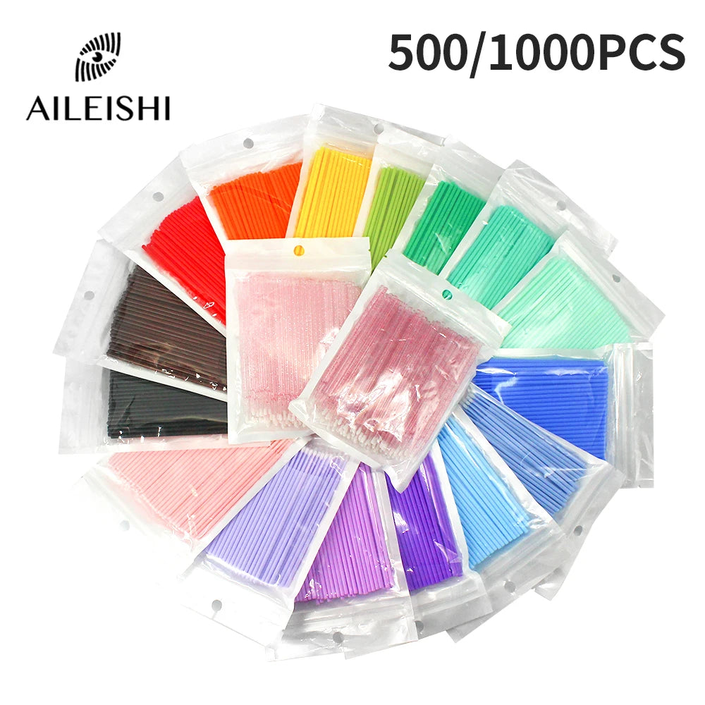 500/1000Pcs Eyelash Cleaning Brush Lash Extension Micro Cotton Swab Individual Eyelashes Microbrush Makeup Clean Remover Tools