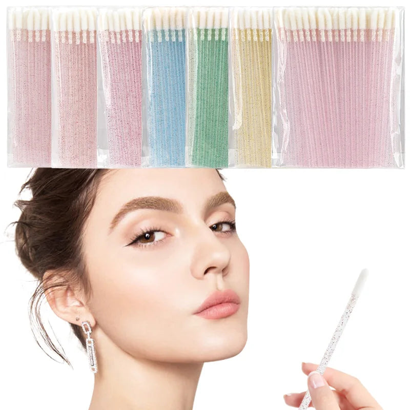 50Pcs Disposable Crystal Handle Lip Brush Eyelash Makeups Brushes Lashes Extension Mascara Wands Applicators Cosmetic Tools