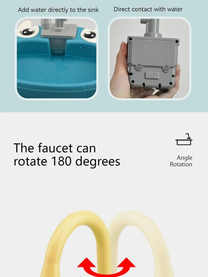 Children Play House Simulated Kitchen Dishwasher Sink Hand Basin Electric Circulating Water Kitchen Set Boy Girl Birthday Gifts