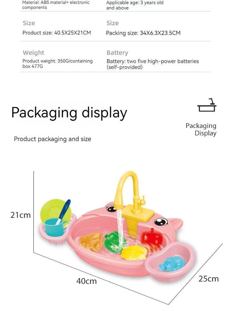 Children Play House Simulated Kitchen Dishwasher Sink Hand Basin Electric Circulating Water Kitchen Set Boy Girl Birthday Gifts