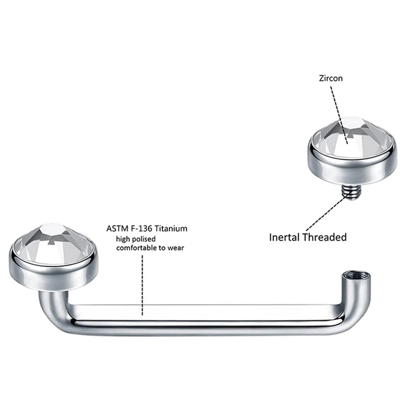 G23 Titanium Dermal Surface Barbell PIERC Micro Dermal Anchor Piercing Zircon Paved Top Labret Internal Thread Body Jewelry