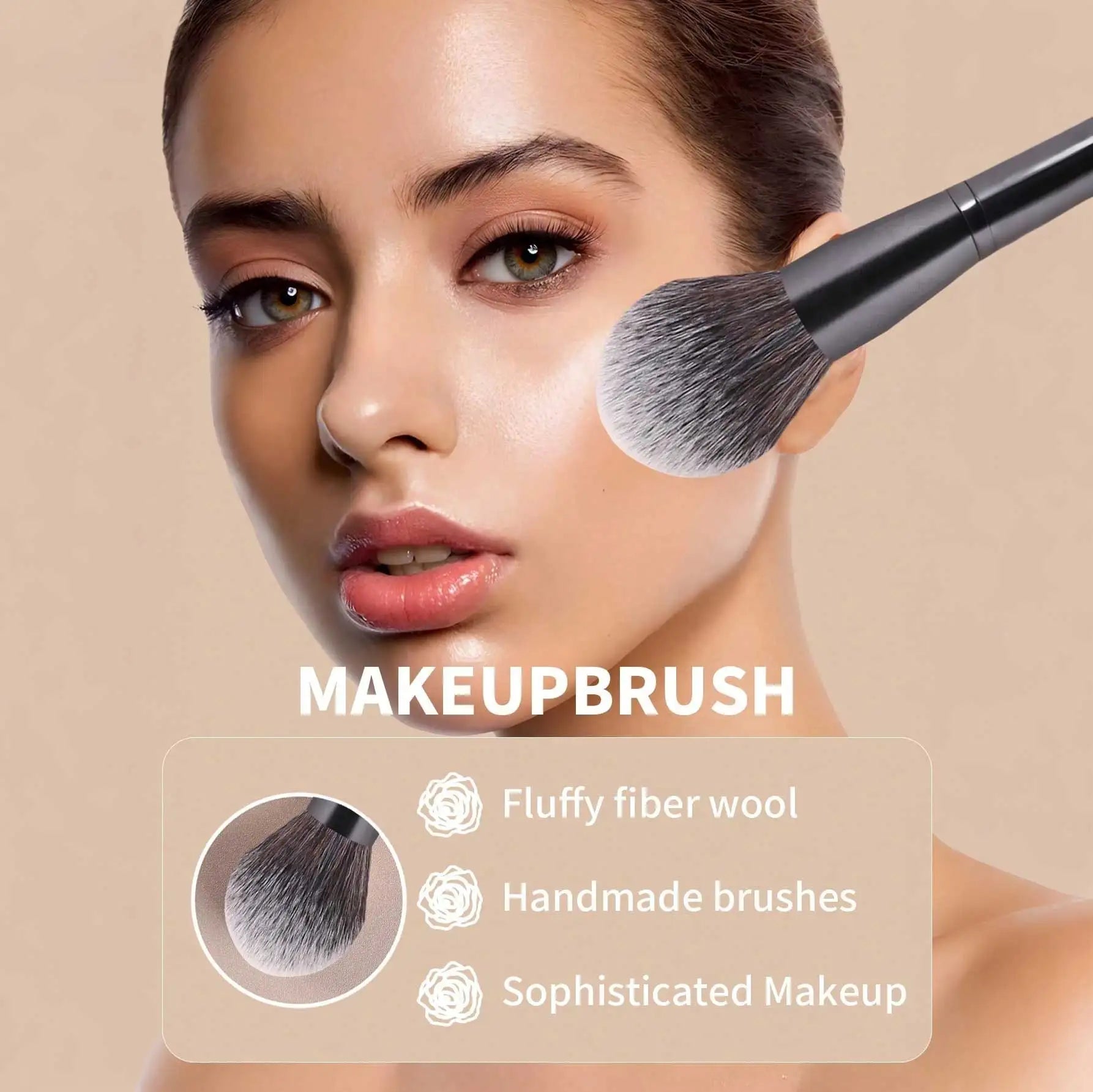 3pcs Professional Aluminum Tube Makeup Brush Set, Soft Foundation Brush, Blush Brush, Powder Brush, Concealer Brush