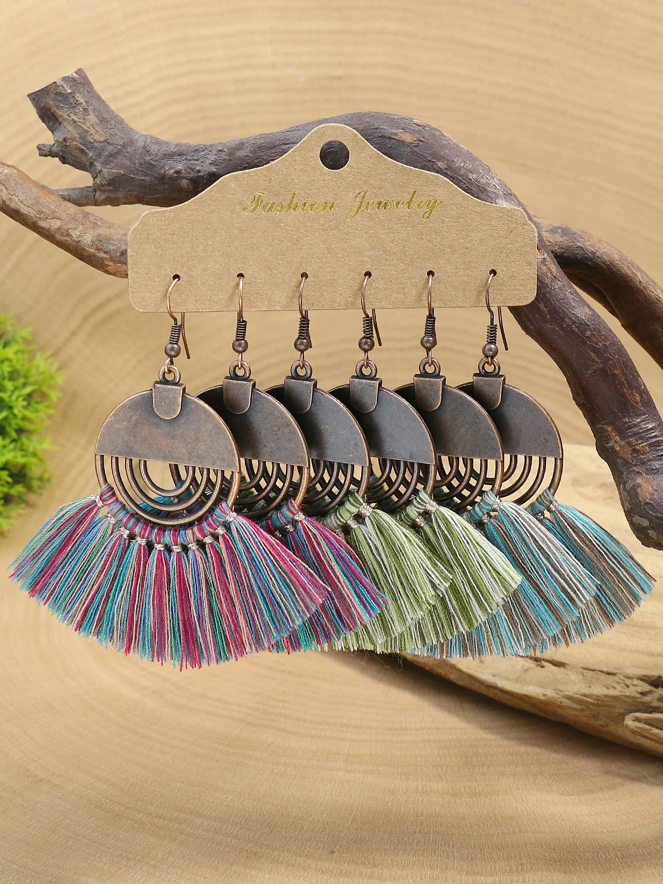 Bohemian Holiday Earring Set Metal Disc Multi color Tassel Earrings Party Party Gifts Daily Wear